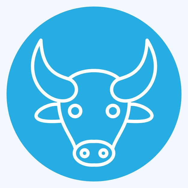 Icono de búfalo relacionado con el símbolo de la cabeza de animal estilo de ojos azules diseño simple editable
