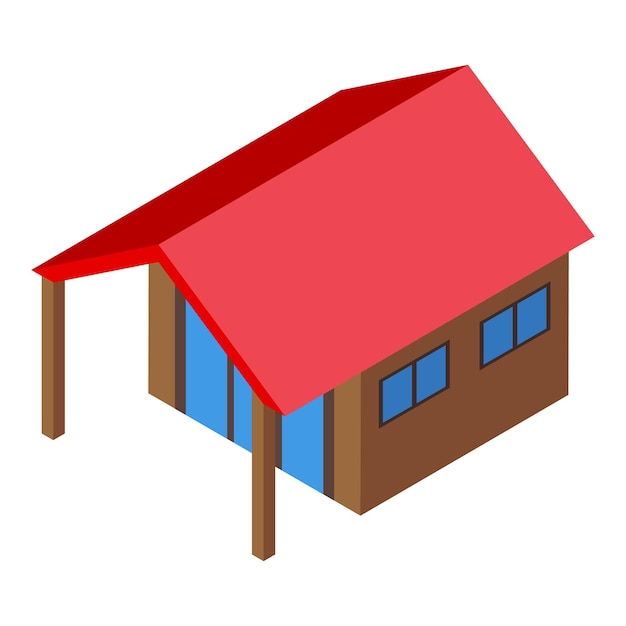 Icono de bungalow de techo rojo vector isométrico Casa de playa Cabaña de verano