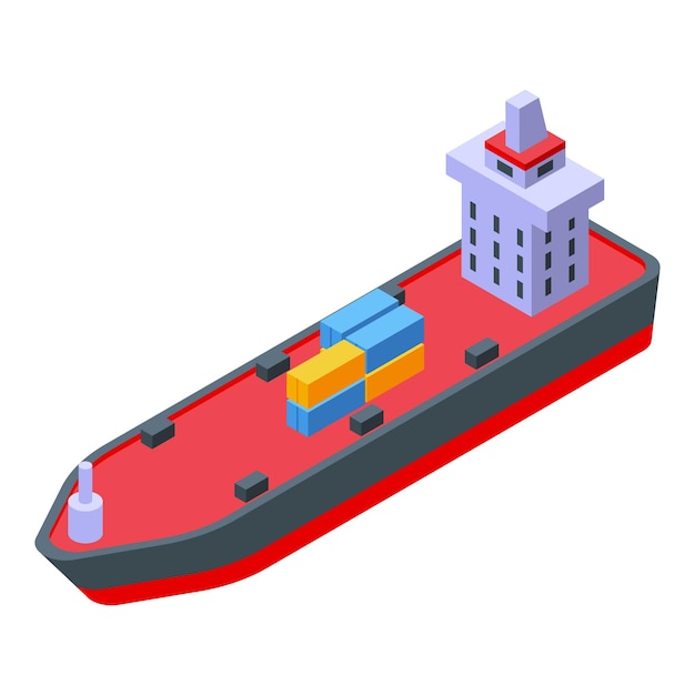 Icono de buque de carga vector isométrico Barco contenedor Cisterna oceánica