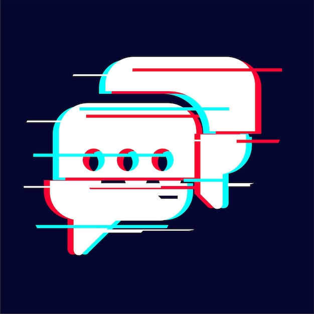 El icono de la burbuja de chat con fallas llamativas
