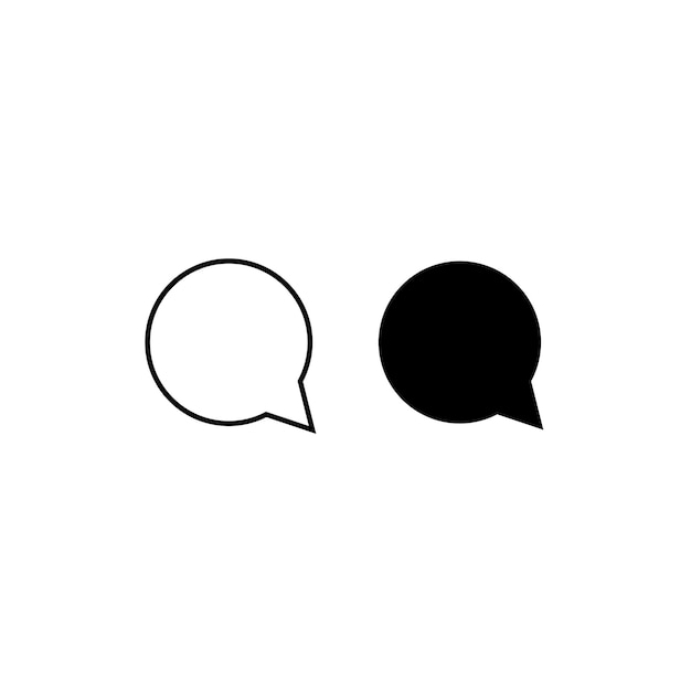 Icono de burbuja de chat minimalista Burbuja de habla en blanco y negro para diseño de comunicación de amplificador de interfaz de usuario