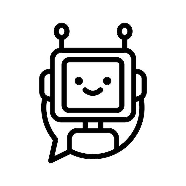 Ícono de burbuja de habla de chatbot aislado en fondo blanco