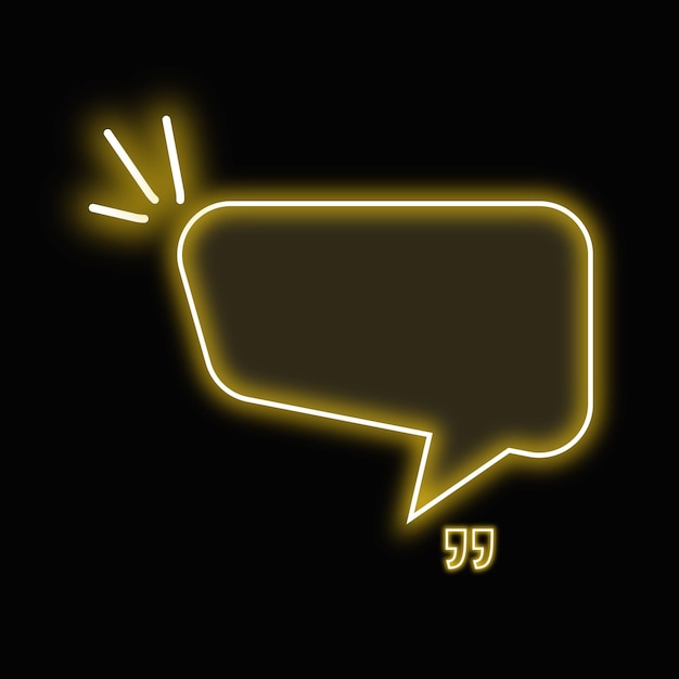 Icono de burbuja de habla de neón con color amarillo Cuadro de chat brillante con color amarilo