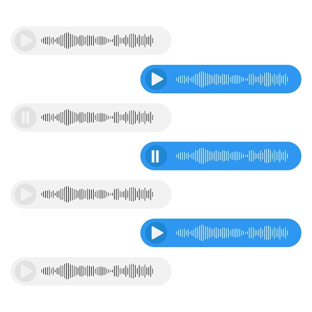 Vector icono de burbuja de mensaje de voz en estilo de onda de sonido de chat. ilustración vectorial