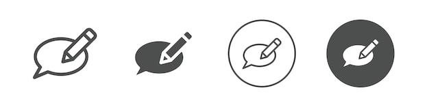 Icono de burbuja de voz y bolígrafo Logotipo vectorial de contorno sencillo
