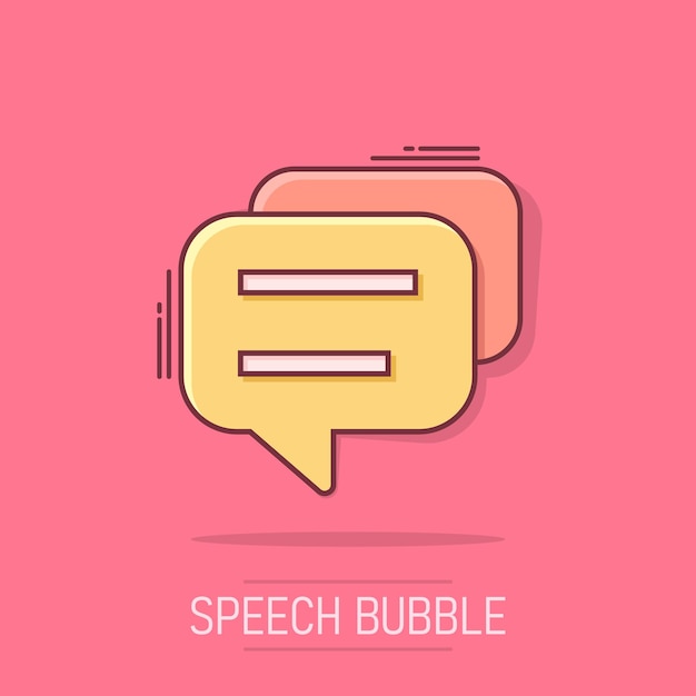 Icono de burbuja de voz de dibujos animados vectoriales en estilo cómico Discusión diálogo signo ilustración pictograma Comentario nube negocio efecto de salpicadura concepto