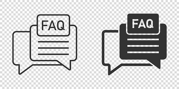 Icono de burbuja de voz de preguntas frecuentes en estilo plano Ilustración de vector de pregunta sobre fondo blanco aislado Concepto de negocio de signo de comunicación
