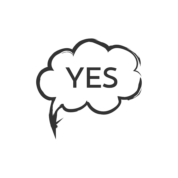 Icono de burbuja de voz Vector con texto SÍ Símbolo plano simple Pictograma de ilustración