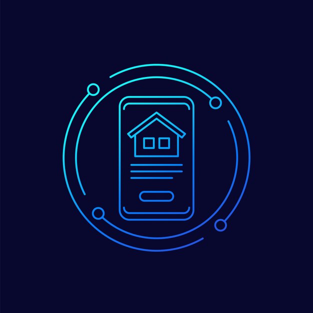 icono de búsqueda de apartamento con un diseño lineal de teléfono