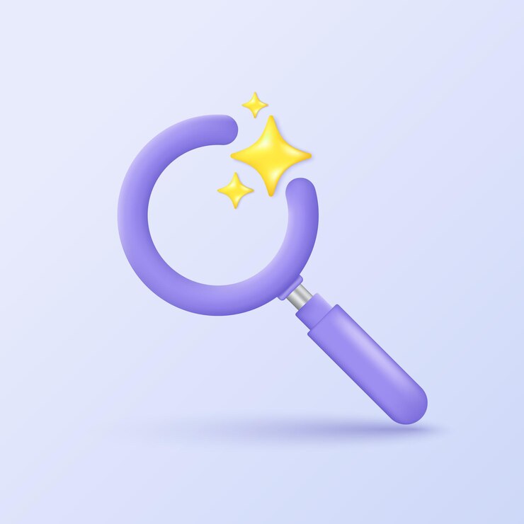 Vector icono de búsqueda artificial 3d una lupa con procesador de chip de ia diseño 3d de búsqueda o búsqueda y análisis por aprendizaje automático tecnología de inteligencia artificial ilustración vectorial