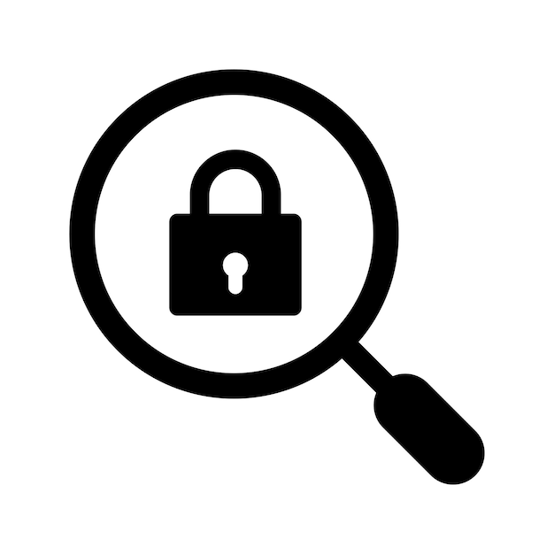 Icono de búsqueda de bloqueo de SEO Vector negro