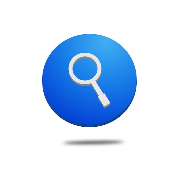 Icono de búsqueda botón 3D vector de color azul