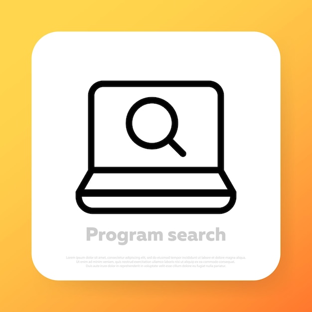Icono de búsqueda de datos e información. portátil con lupa en la pantalla. análisis de datos para el sitio web. icono de línea vectorial para negocios y publicidad
