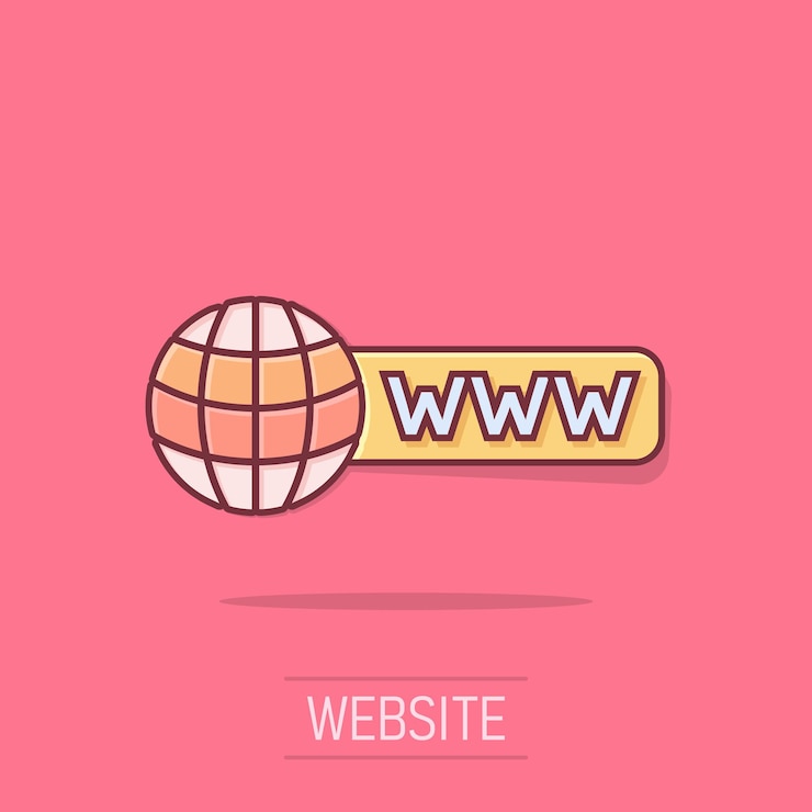 Vector icono de búsqueda global en estilo cómico dirección del sitio web ilustración vectorial de dibujos animados en un fondo aislado