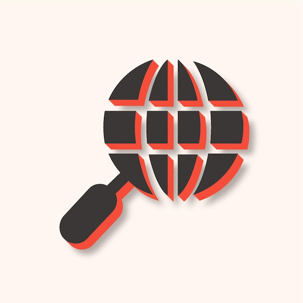 Icono de búsqueda global moderno versátil en marrón y naranja con fondo elegante