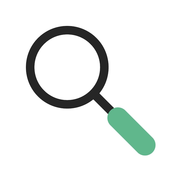Icono de búsqueda o signo vectorial de lupa aislado en un fondo blanco