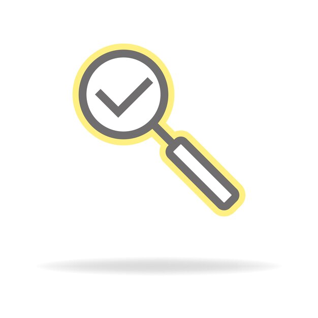 icono de búsqueda con un signo de aprobación