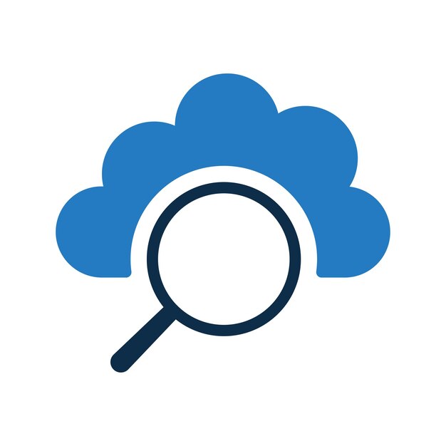 Icono de búsqueda de trabajo en la nube de datos