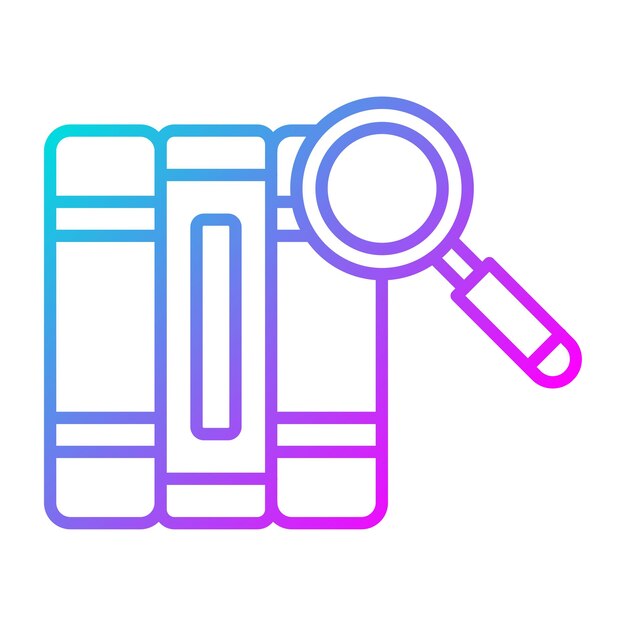 El icono de búsqueda del vector del libro se puede usar para el conjunto de iconos de la biblioteca