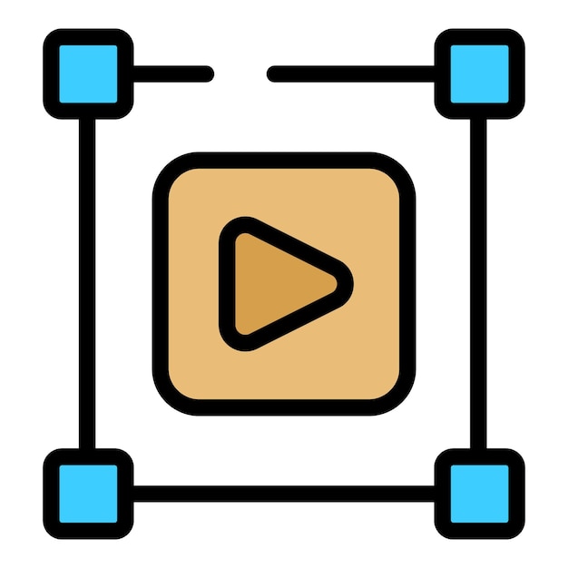 Icono de búsqueda de video de filtro Contorno Icono vectorial de búsqueda de vídeo de filtro para diseño web aislado en fondo blanco de color plano