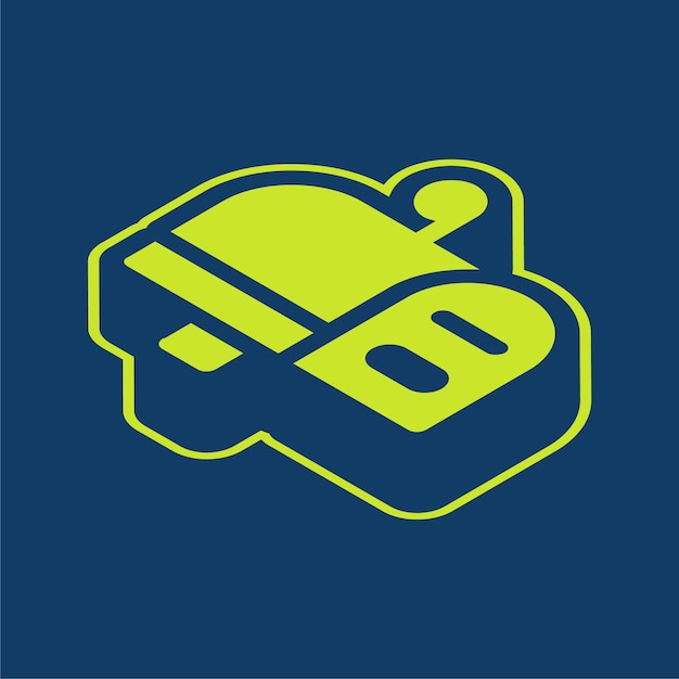 Icono de buzón vectorial retroisométrico verde con fondo editable