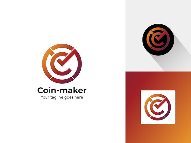 Vector icono c y m tipo de moneda bitcoin degradado y diseño de logotipo colorido minimalista