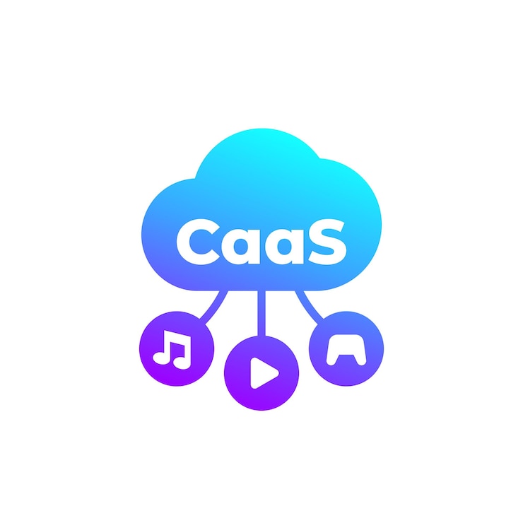 Vector icono de caas en contenido blanco como servicio