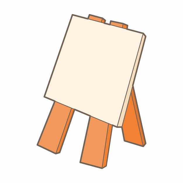 Vector icono de caballete de madera en estilo de dibujos animados sobre un fondo blanco