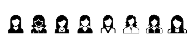 Icono de cabello femenino o femenino o icono de usuario