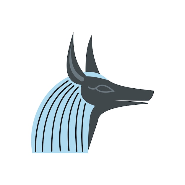 Icono de cabeza de Anubis en estilo plano aislado sobre fondo blanco