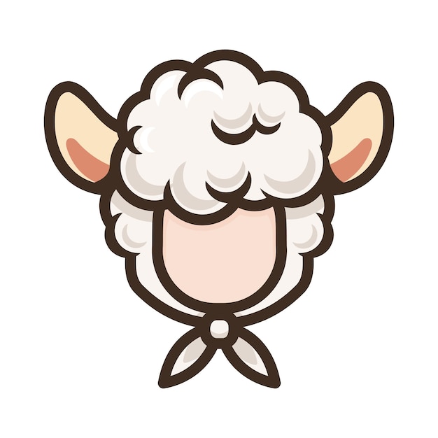 Icono de cabeza de capucha de cara de oreja de oveja sobre un fondo blanco Ilustración vectorial