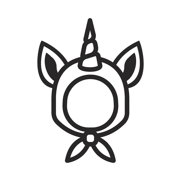 Icono de cabeza con capucha de cara de oreja de unicornio sobre un fondo blanco Ilustración vectorial