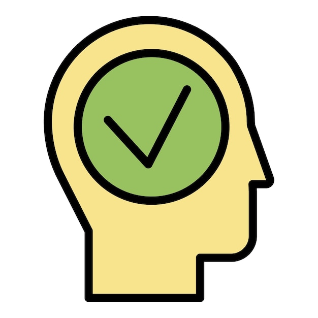 Icono de cabeza y control Contorno de cabeza y control vector icono color plano aislado