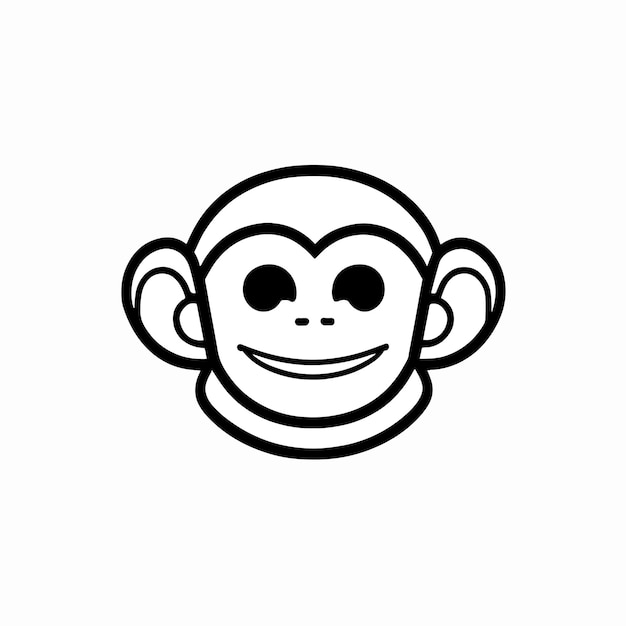 Icono de cabeza de dibujos animados de mono lindo o ilustración de vector de logotipo