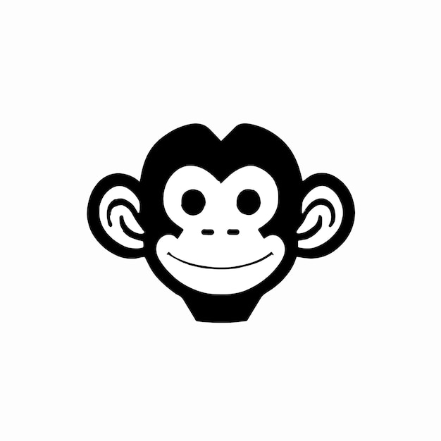 Icono de cabeza de dibujos animados de mono lindo o ilustración de vector de logotipo