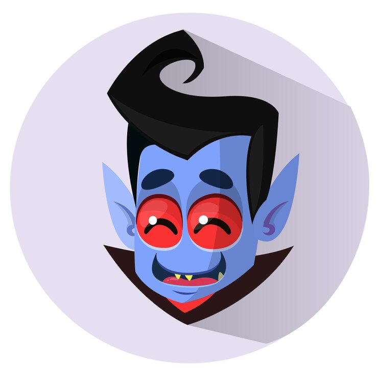 Vector el icono de la cabeza de drácula de dibujos animados feliz ilustración vectorial