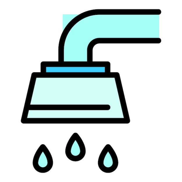 Icono de cabeza de ducha húmeda Contorno Icono vectorial de cabeza de bañera húmeda para diseño web aislado en fondo blanco de color plano