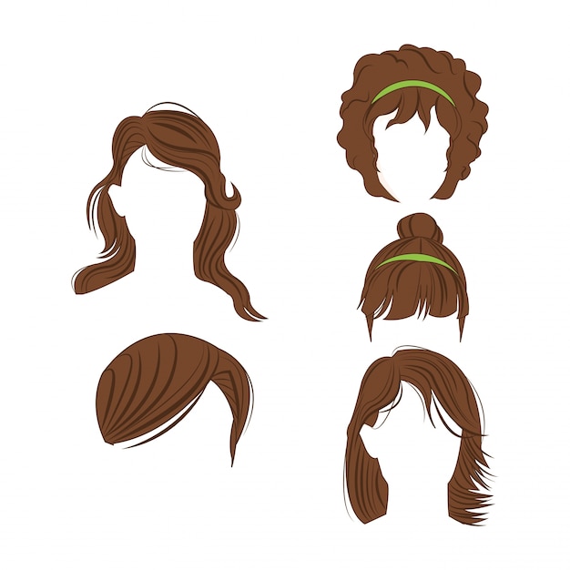 Icono de cabeza de estilos de cabello femenino