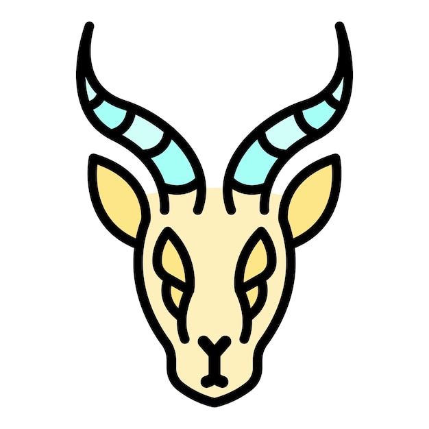 Icono de la cabeza de la gacela Contorno del icono vectorial de la cabeza de la gazela Color plano aislado