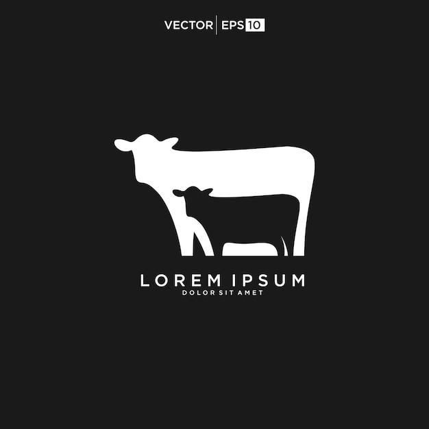 Icono de la cabeza del ganado Bull Cow Angus Diseño del logotipo Plantilla
