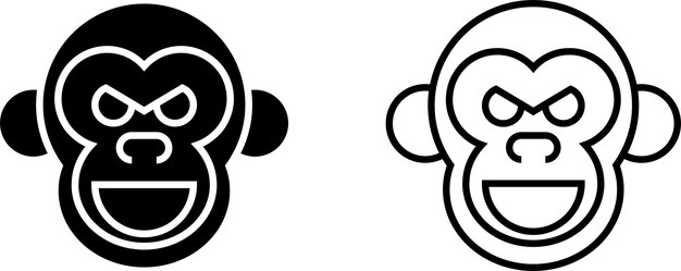 icono de cabeza de gorila en el estilo de relleno y línea Ilustración vectorial