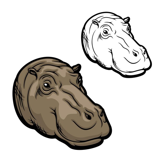 Vector icono de cabeza de hipopótamo animal hipopótamo africano salvaje
