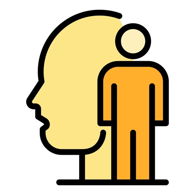 El icono de la cabeza humana y el icono del vector del contorno de la cabeza humano y el hombre el color del icono es plano y aislado