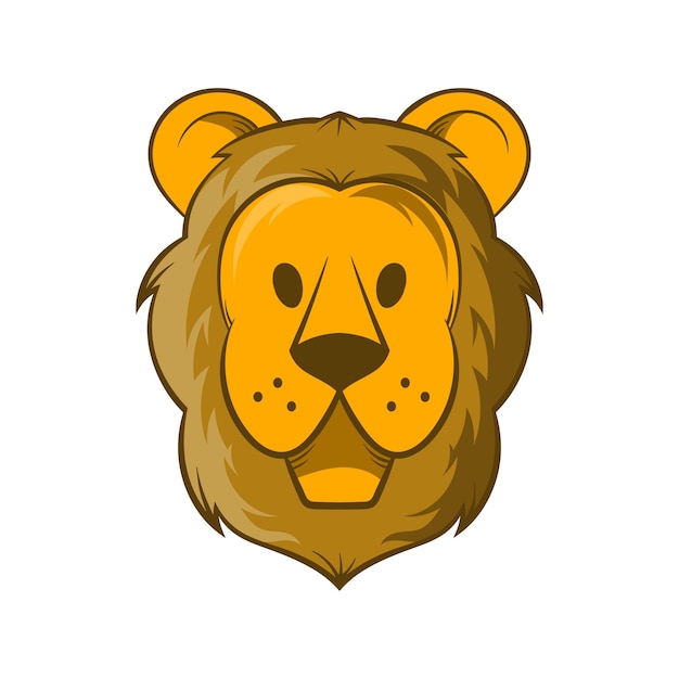 Vector icono de cabeza de león en estilo de dibujos animados sobre un fondo blanco