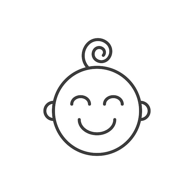 El icono de la cabeza del niño establece el símbolo vectorial de la cara del bebé feliz, el signo de la cara de la sonrisa del niño en estilo negro lleno y delineado