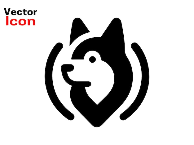 Icono de cabeza de perro Cara de perro de dibujos animados Ilustración vectorial Silueta simple Logotipo de animal conceptoLog