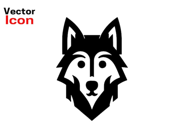 Icono de cabeza de perro Cara de perro de dibujos animados Ilustración vectorial Silueta simple Logotipo de animal conceptoLog