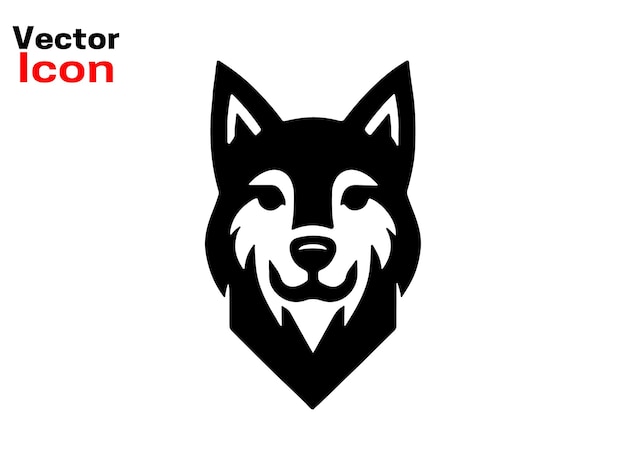 Icono de cabeza de perro Cara de perro de dibujos animados Ilustración vectorial Silueta simple Logotipo de animal conceptoLog