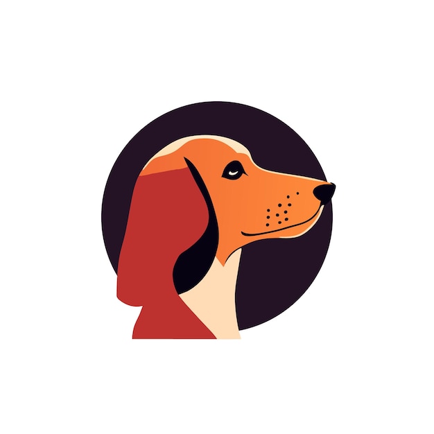 Icono de cabeza de perro Estilo plano Cara de perro de dibujos animados Ilustración vectorial aislada en blanco Logotipo de animal
