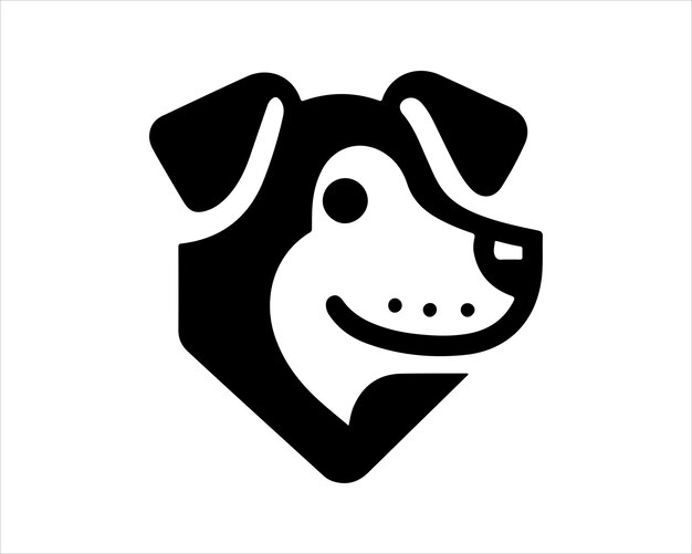 Icono de cabeza de perro silueta simple estilo plano cara de perro de dibujos animados plantilla de diseño de logotipo